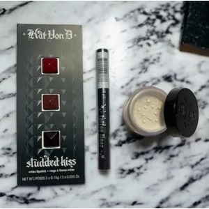 Kat Von D TATTOO LINER + LOCK-IT Setting Powder + STUDDED KISS Creme Lipstick